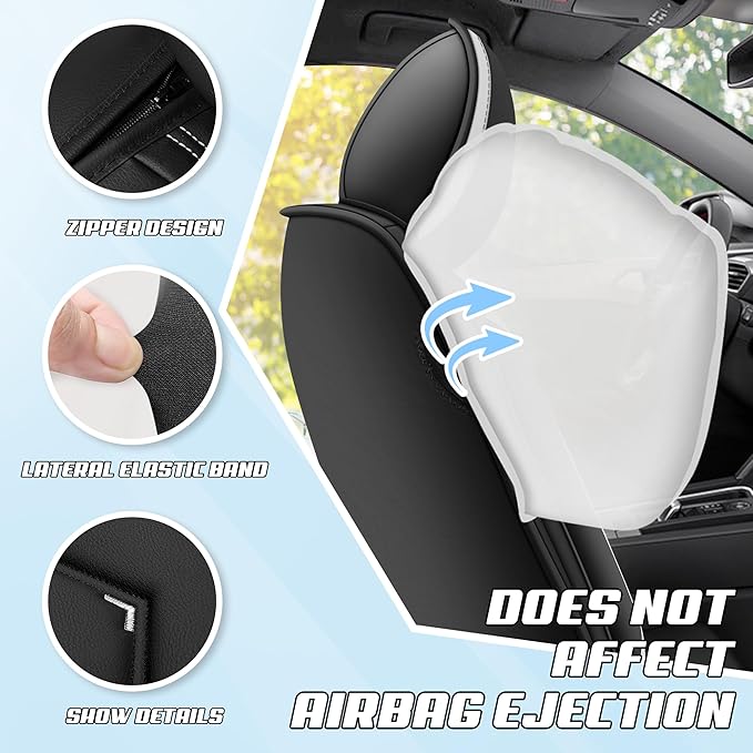 Car Seat Covers Fit for Toyota rav4 2000-2026, Stylish Sport Seat Covers, Waterproof Wear-Resistant Premium Nappa Leather Car Seat Cover.(2 Pcs Front/Black White)