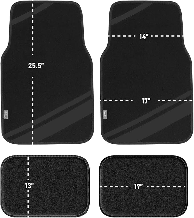 FH Group Car Floor Mats - Carpet Floor Mats for Cars, Universal Fit Automotive Floor Mats, All Purpose Car Floor Mats, Carpet Protector Mat for Most Sedan, SUV, Truck Floor Mats Black