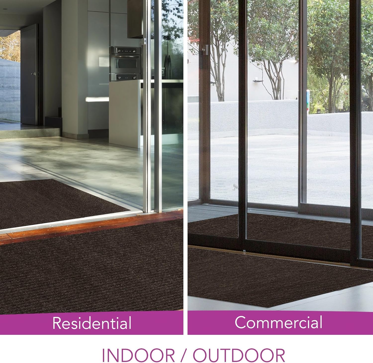iCustomRug Spartan Weather Warrior Indoor/Outdoor Utility Ribbed Carpet Runner with Non-Slip Thermoplastic Rubber Backing, 6ft X 64ft in Brown