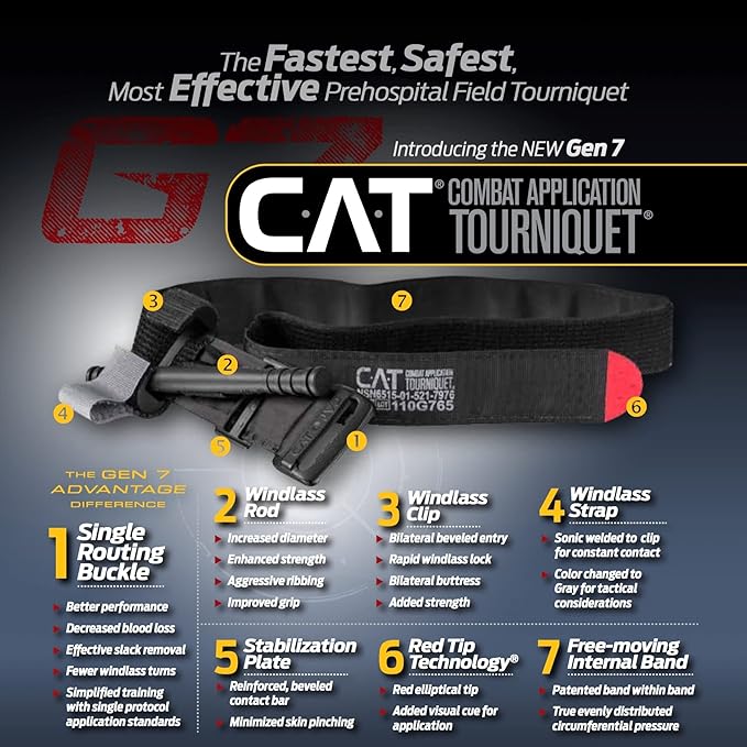 EVERLIT Emergency Trauma Kit, CAT GEN-7 Tourniquet 36" Splint, Military Combat Tactical IFAK for First Aid Response, Critical Wounds, Severe Bleeding Control (Black Camo)