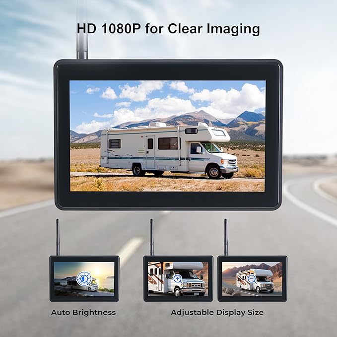 Wireless RV Backup Camera - 7'' IPS Touch Screen, 1080P HD Rear View Camera System with BSD Alert, DVR 4 Channels, IR Night Vision, Compatible with Pre-Wired RVs, Trailer, Camper, 5th Wheel