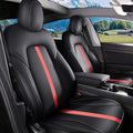 AOMSAZTO Car Seat Cover Fit for Tesla Model Y 2020 2024 - Half Surrounded Customized Seat Covers(Black with Red Stripe)