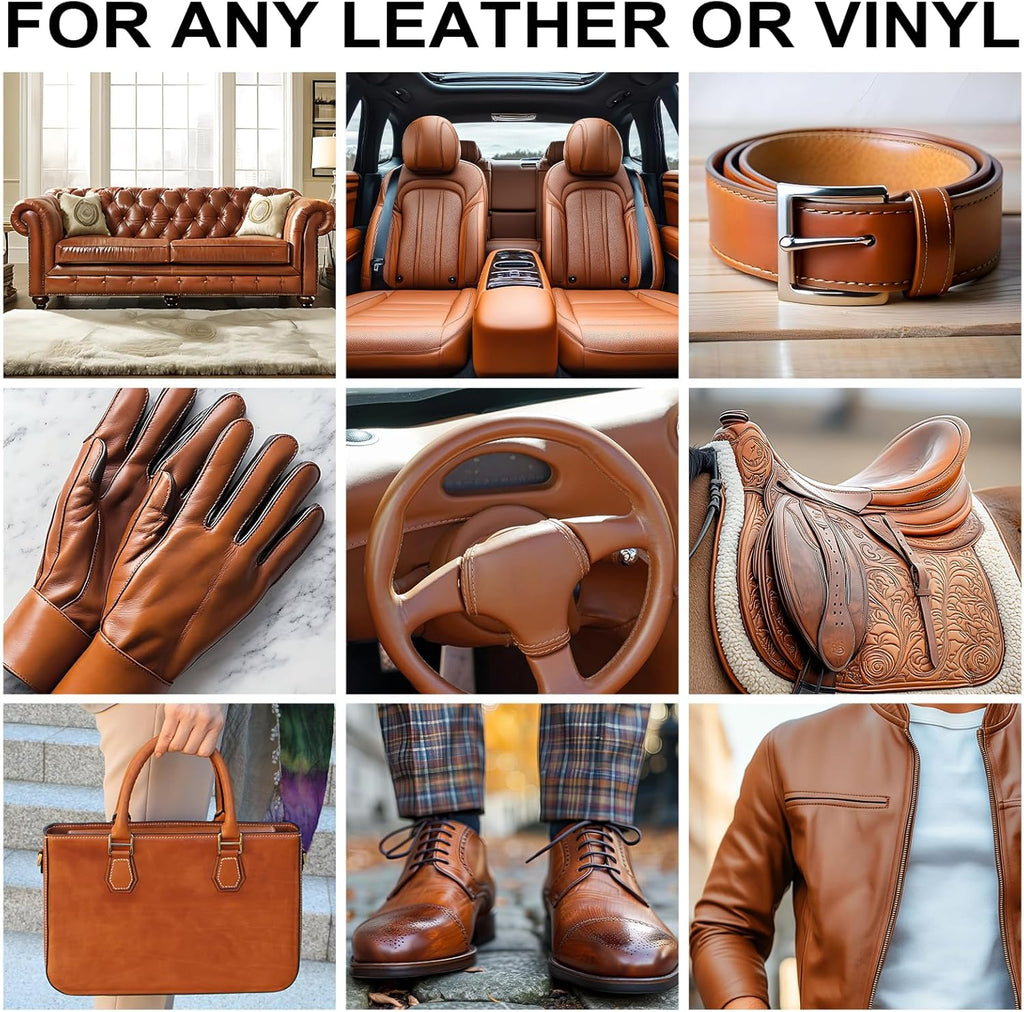 Leather Recoloring Balm,10oz Leather Color Restorer Leather Repair Kit for Furniture Car Leather Scratch Remover, Medium Brown Leather Color Restorer for Couches,Leather Dye Paint for Faded