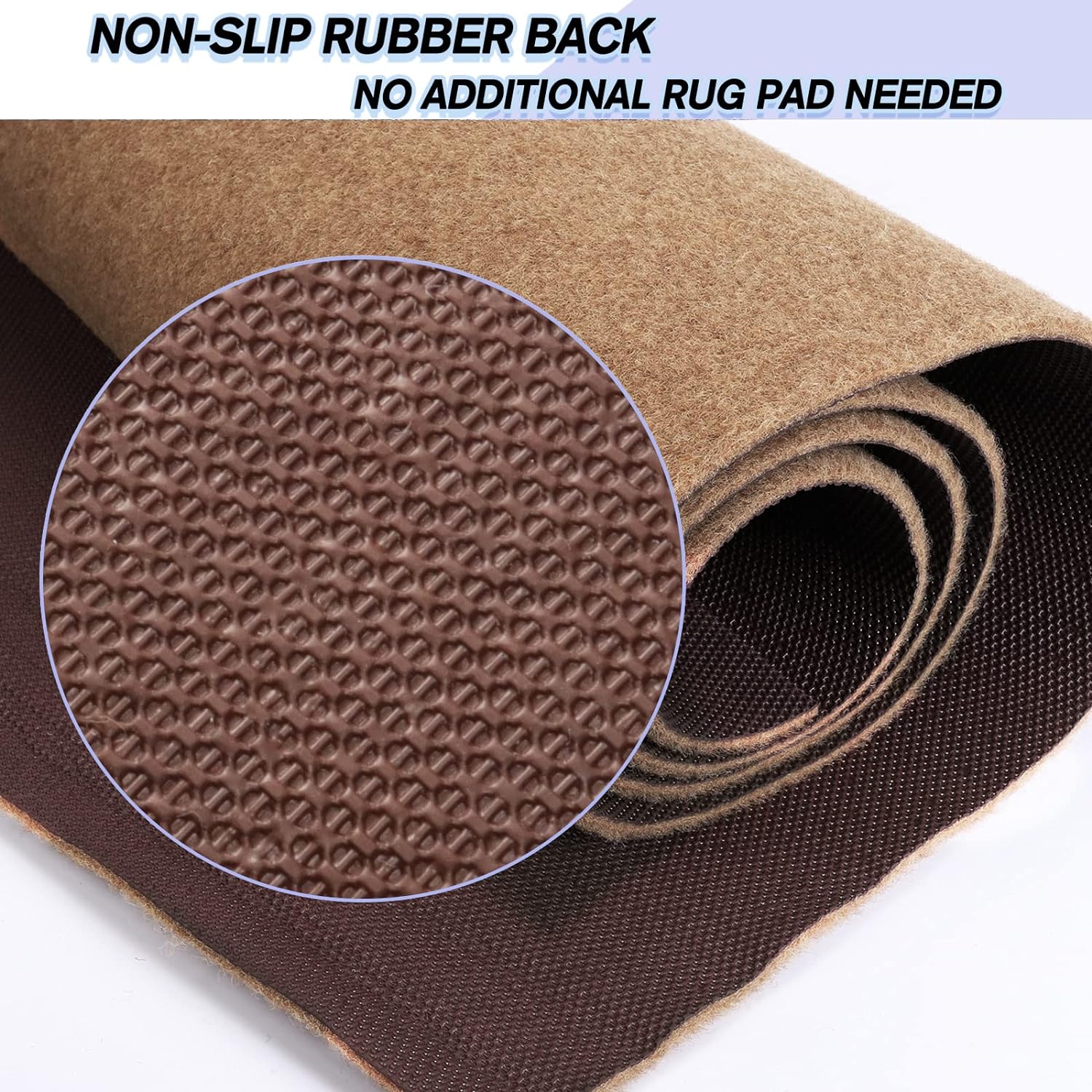 Custom Size Backed Non-Slip Area Rugs Runner, Easy Clean, Waterproof Runner Rugs for Hallway Entryway, Kitchen, Laundry, 2FT x 27FT, Beige