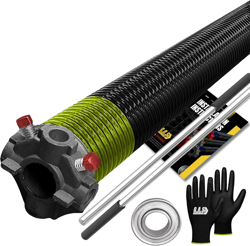 Garage Door Torsion Spring 207x2x25 Torsion Springs for Right Side of Garage Door with 1" Steel Bearing, Gloves, and Winding Bars Precision E-Coating 5-Year Warranty Minimum 30,000 Cycles (Black Cone)