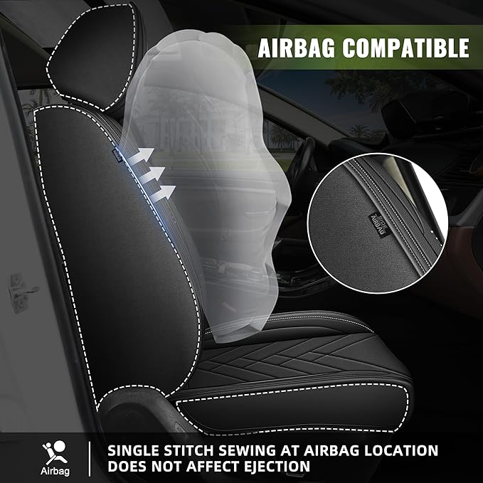 AOMSAZTO Car Seat Cover for Chevrolet Chevy Blazer 2019-2025 2026 Front Set, Leather Car Seat Protector Waterproof, Non Slip Car Seat Cushion, Interior Seat Covers Automotive Accessories - Black