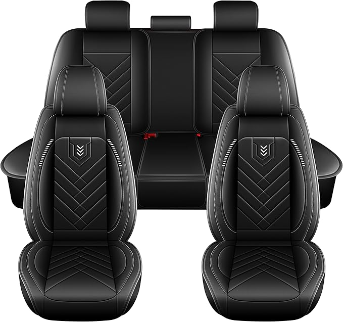 AOMSAZTO Car Seat Covers Full Set Fit for Nissan Kicks 2018-2025 2026 Waterproof Faux Leather Car Seat Cushions Automotive 5 Seat Covers Set（Black）