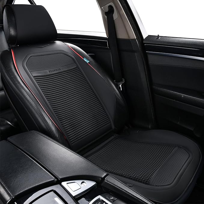 FLORICH Front Car Seat Covers Leather Seat Covers Waterproof Seat Cushion Protector Universal Fit for Cars SUV Truck Van, Black&Red, 1PCS