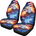 ELEQIN 2 Packs Car Front Seat Cover Car Seat Protector, Nonslip Seat Cover for Cars, Trucks & SUVs Car Interior Decor, Lighting Eagle US Flag Print
