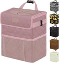 Vankor Car Trash Can Cute Trash Bag Bin Hanging Waterproof Automotive Garbage Cans Leak Proof Vehicle Trash Can Diamond Pattern-Pink