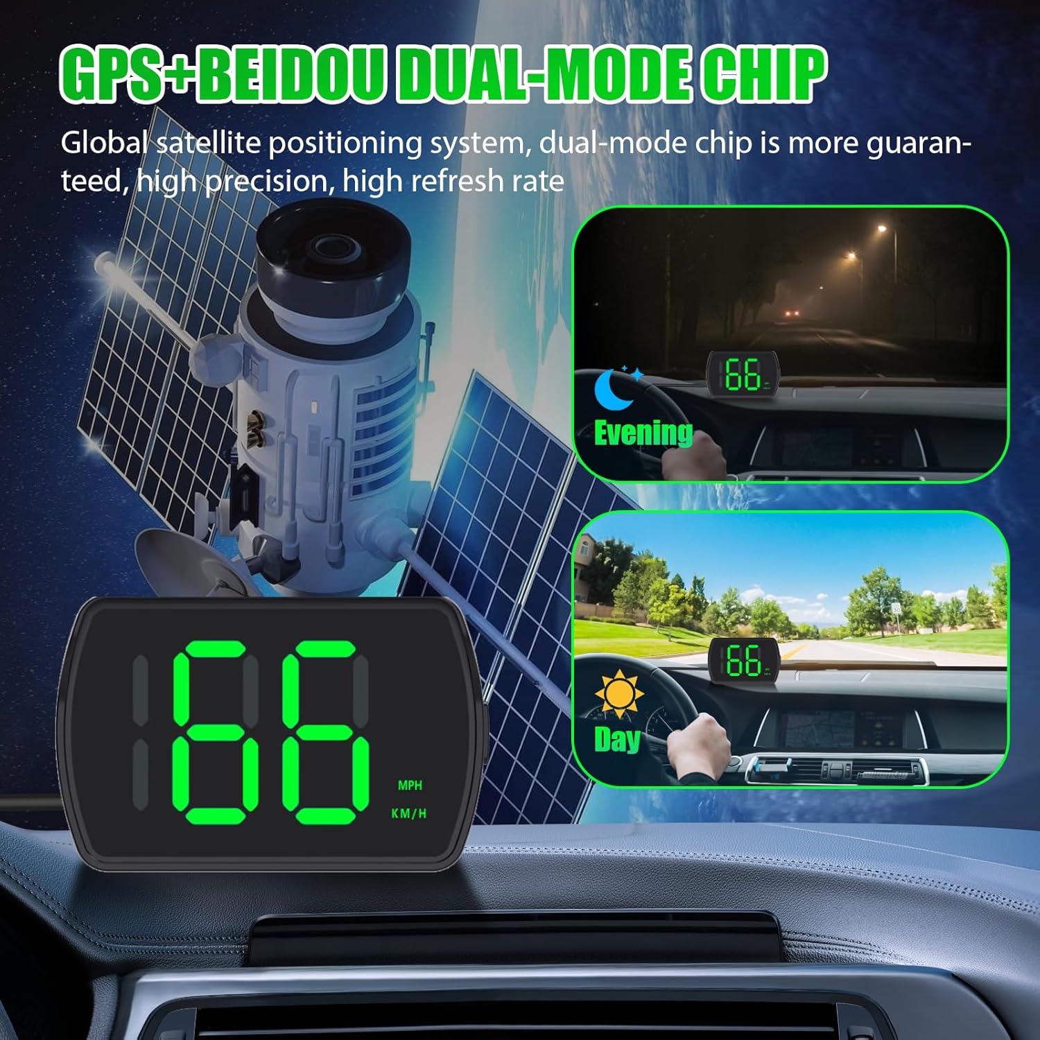 GPS Digital Speedometer for Car MPH, Universal HUD Speed Meter with LED Large Font with USB Cable, Plug and Play for Truck Motor SUV Golf Cart All Vehicles (Contain Car Charger Adapter)