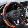 Car Steering Wheel Cover, 15 inch Microfiber Leather Carbon Fiber Soft Anti-Slip Breathable, Universal Size Elastic Car Accessory for Most Cars (Orange)