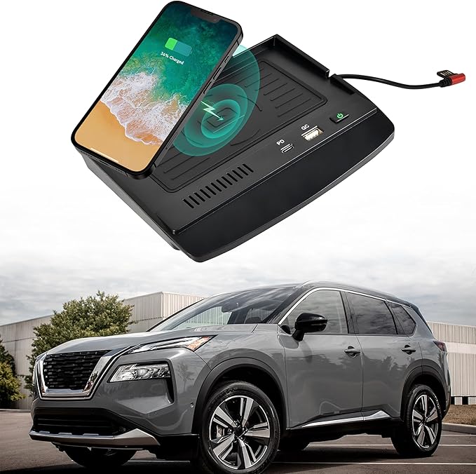 KEWISAUTO Wireless Charger for 2021-2024 Nissan Rogue S, SV, SL, Center Console Charging Panel Fast Phone Charger Pad for Nissan Rogue T33 S, SV, SL, Platinum 2021 2022 2023 2024 Accessories