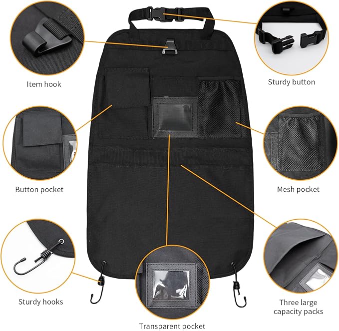 Back Seat Car Organizer with Car Storage Bags, Universal Car Organizers and Storage Truck Organizer(Black)