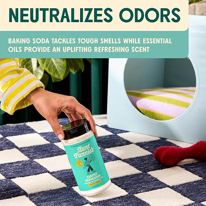 Aunt Fannie's Carpet Refresher & Deodorizer Powder, Multi-Purpose Carpet, Rug, and Upholstery Odor Eliminator for Homes with Cats & Dogs, Bright Lemon Scent, 16 oz Refill, Pack of 3