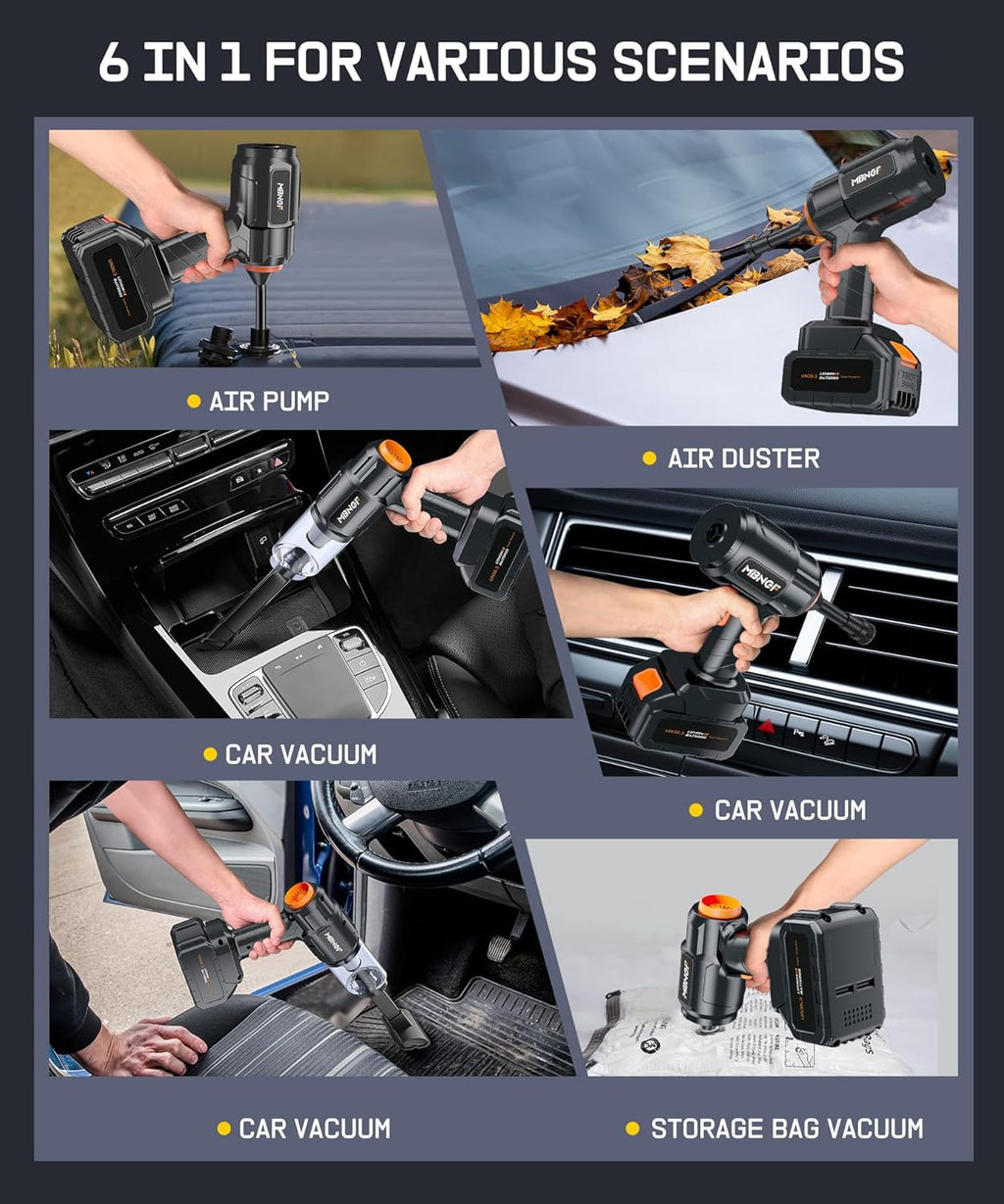 Car Vacuum Portable Cordless, High Power Suction & Blower, Wireless Handheld Vacuum Cleaner for Car, Home, Office, Pet(Deep Dark Black)