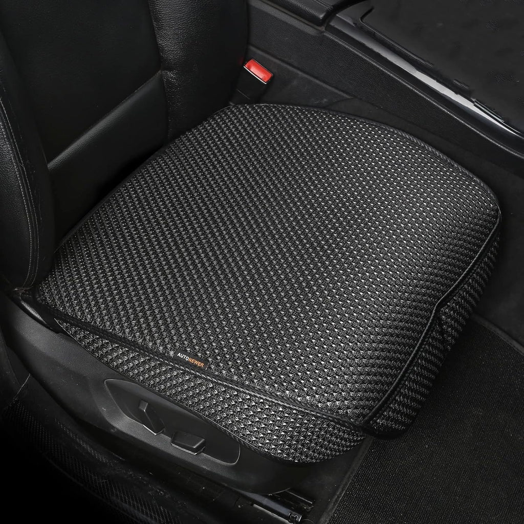 Auto Newer 2 PCS Breathable Universal Four Seasons Car Seat Covers，Luxury Car Seat Cushion，Protectors for Front Seat Bottoms,Compatible with 95% Vehicles， Fit for Cars Truck SUV or Vans(Black+Grey)
