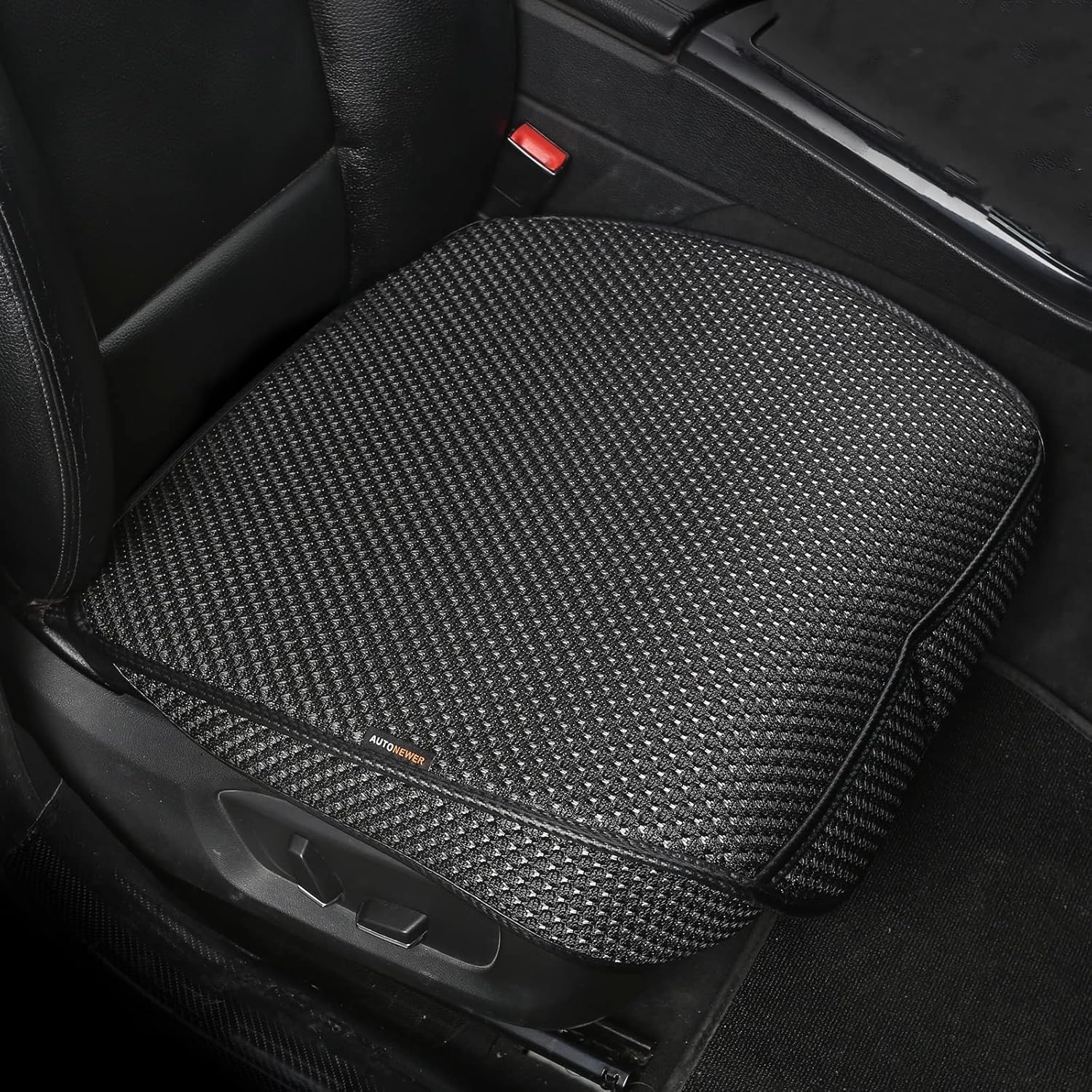 Auto Newer 2 PCS Breathable Universal Four Seasons Car Seat Covers，Luxury Car Seat Cushion，Protectors for Front Seat Bottoms,Compatible with 95% Vehicles， Fit for Cars Truck SUV or Vans(Black+Grey)