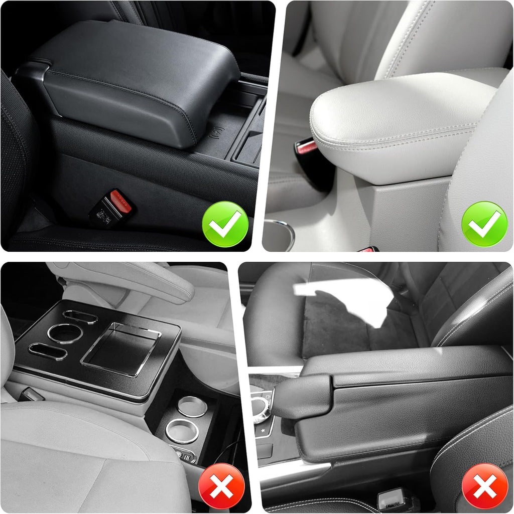 SINGARO Car Leather Center Console Cover with 2 Storage Bags, Universal Furry Fluffy Car Armrest Seat Box Pad, Comfortable Car Interior Accessories, Fits for Most Vehicles (Red)