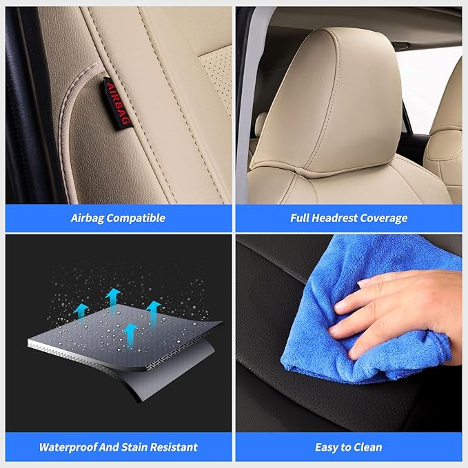 coverdream 2026 Rav4 Seat Covers Custom Fit for 2026 Toyota Rav4 Hybrid (SE,XSE) & PHEV GR Sport SUV,Full Set Luxury Waterproof Leather Car Seat Protector