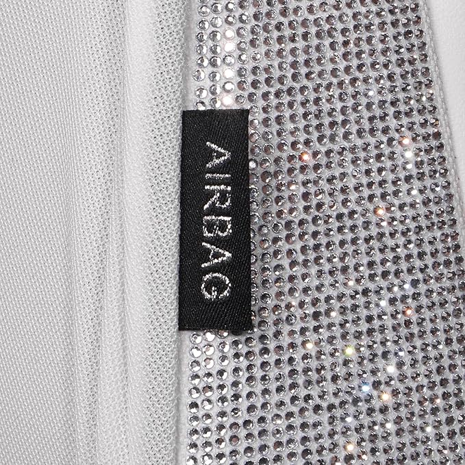 CAR PASS All White Bling Diamond Leather Car Seat Covers Full Sets,Waterproof Shining Glitter Sparkly Crystal Universal Fit for Automotive Truck SUV Cute Women Girl Airbag Compatable,Sliver Rhinestone