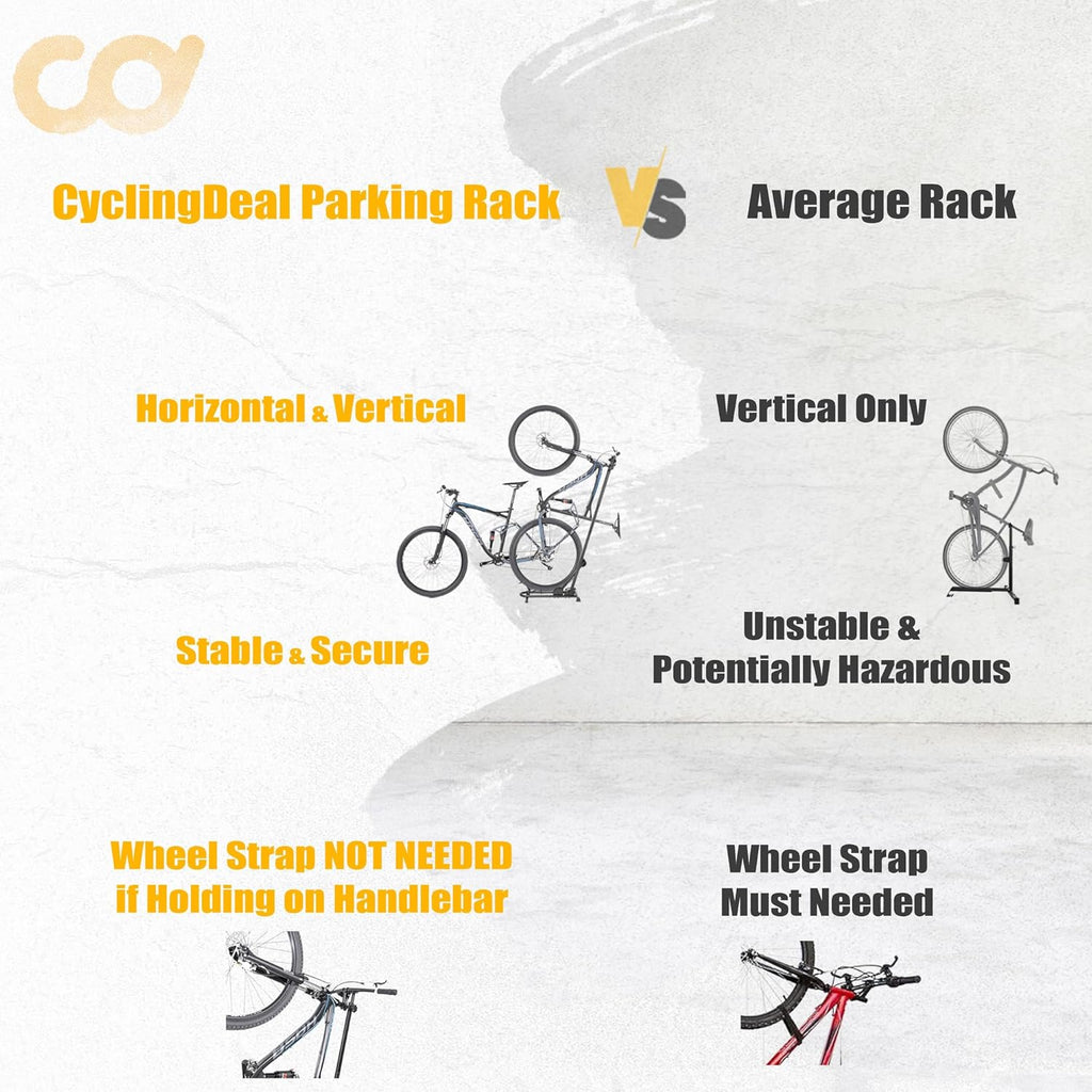 BIKE HAND Vertical Bike Floor Stand - Premium Quality Vertical & Horizontal Adjustable Bicycle Parking Rack - Store MTB Road Bikes Wheels Sizes up to 29"- with Stem Handlebar Stabilizer