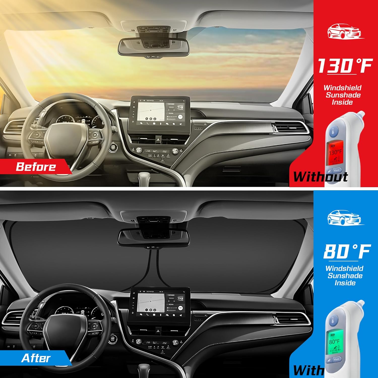 ARISMOTOR Windshield Sun Shade for Ni-ssan Armada 2017-2024, Custom Fit Foldable Front Window Sunshade Sun Visor Protector, Block UV Rays Keep Your Car Cooler