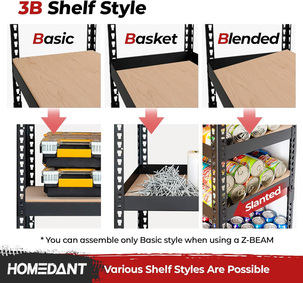HOMEDANT 5 Tier Laminated Boltless Heavy Duty Garage Storage Adjustable Wide Size Metal Shelving Unit Utility Rack Shelves Organization Shelf Shed Warehouse 47.7" W x 18.2" D x 71.3" H 10Pack