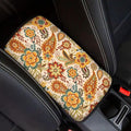 Dreaweet Bohemian Floral Arm Rest Cover for Car Women Soft Anti Slip Armrest Cover Center Console Cushion Pad Boho Car Accessories Universal Fit Most Cars SUV Sedan