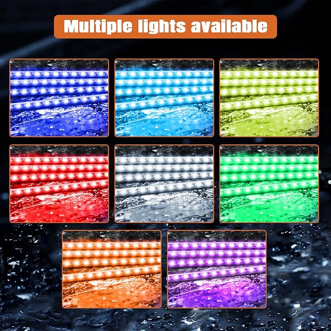 Wuyaoyao Car LED Interior Light, 48 LED Lights Multicolor Music Car Strip Light, Car Strip Light with Sound Active Function and Remote Control, Under Dash Lighting Kit (USB+Remote)