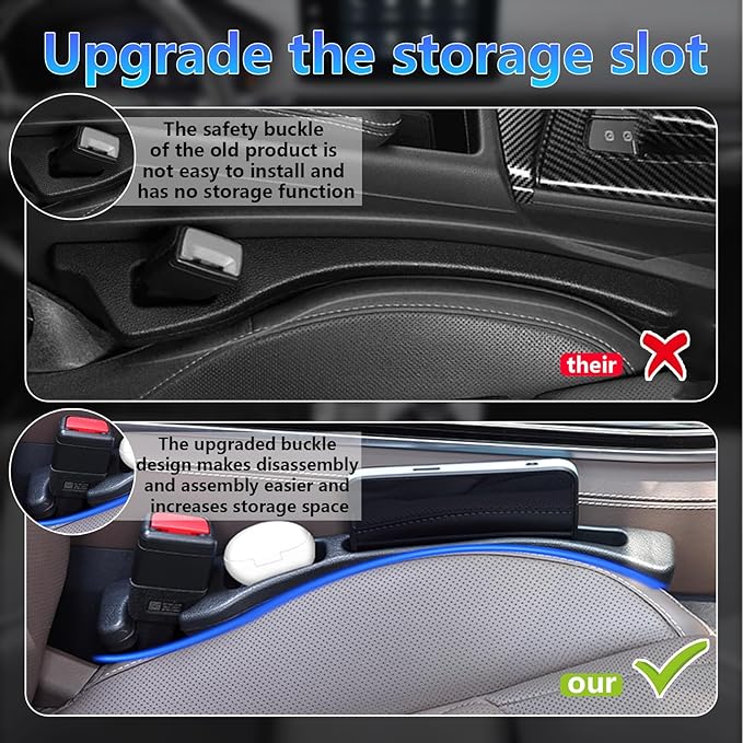 【Compatible with Hyundai Elantra】 Seat Gap Filler,No Drop Seat Guard Compatible with Hyundai Elantra,Drop Seat Guards for Cars(2Pcs),Emergency Keychain Car Escape Tool(2Pcs)