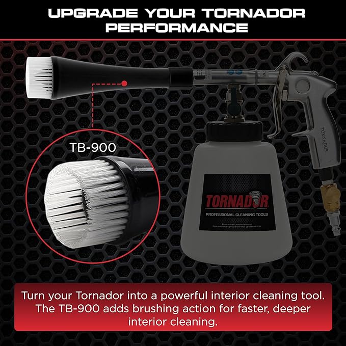 Tornador TB-900 Brush Cone for Z-020 Black and Z-030 Max | Air Driven Rotating Bristles | Noise Reducing Design | Easy Snap-On Fit | Designed for Automotive Interior Cleaning