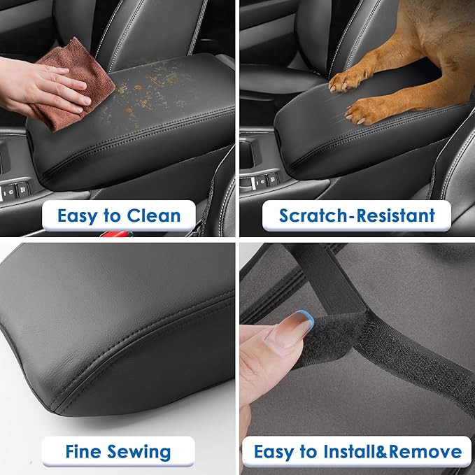 2023 2024 2025 2026 Accord Center Console Cover for Honda Accord (LX/SE/EX) Accord Hybrid (Sport/EX-L/Sport-L/Touring), Waterproof&Comfy Leather Armrest Cover 2025 Accord Hybrid Accessories