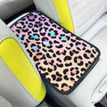 Pink Gradient Leopard Auto Center Console Pad,Car Armrest Pad Car Armrest Seat Box Cover Protector for Most Cars