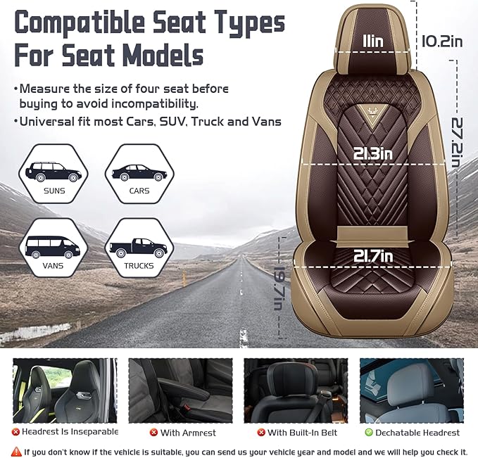 Truck Seat Covers for Toyota Tacoma 2006-2026, Waterproof Premium Leather Full Coverage Car Seat Cover, Muscle Sport Style Auto Interior Seat Cover Sets (Front Set/Brown Coffee)