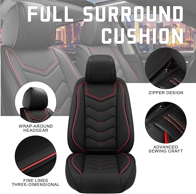 CTDS Car Seat Covers for Honda Civic 2000-2026, Stylish Sport Seat Cover, Premium Nappa Leather Car Seat Cover. Automobile Seat Covers Sets.(Standard 2 Seats/Black)