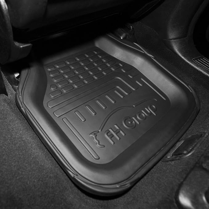 FH Group Automotive Floor Mats - Deep Dish Floor Mats, TPO Plastic Climaproof Floor Mats for Cars, Universal Fit, Trimmable Car Floor Mats, Full Set, Floor Mats for Sedan, SUV, Truck Floor Mats Black
