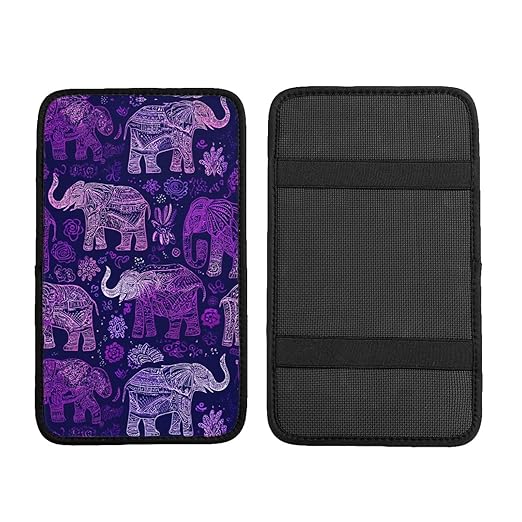 Purple Elephant Car Auto Armrest Cushion Cover Accessories Center Console Seat Box Pad Protector Universal Decoration for Most Vehicle SUV Truck