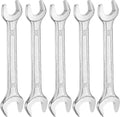 HARFINGTON 5pcs Double Open End Wrench 12mm x 14mm Metric 15 Degree Offset Angle Small Flat Head Wrench Galvanizing Open Ended Spanner for Automotive Repair Furniture Assembly