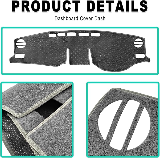 Dash Cover Mat, Center Console Cover Sunshield Protector, Dashboard Cover Compatible with T0y0ta RAV 4 2019 2020 2021 2022 2023 2024 2015 (Gray Trim)