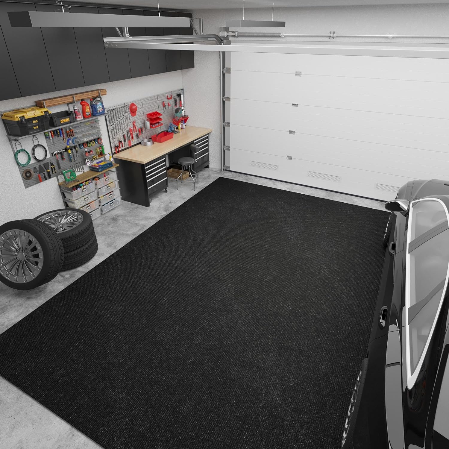 Ottomanson 6'6" x 11' Mud Mat Area Rug Scraper Carpet - Non-Slip, Dirt Trapping for Indoor & Outdoor Use - Ideal for Entryway, Garage, Kitchen, Patio & High-Traffic Areas, Black