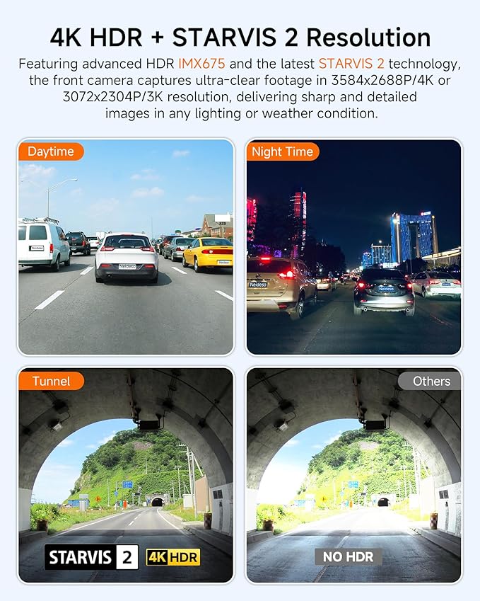 4K STARVIS 2 Dash Cam Front and Rear, 360° 4 Channel Dash Camera for Cars, Car Video Recorder with AI Driver Monitor System, Free 128GB Card, 5GHz WiFi GPS, WDR Night Vision HDR,24H Parking Mode(N900)