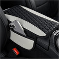 IHOTDER Patchwork Leather Center Console Covers for Cars,Upgraded Arm Rest Cover for Car with Side Storage Pocket for Car Seat Organizer,Middle Console Cover Stylish Car Decoration (Gray)