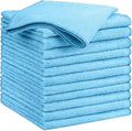 GLIMGLINT Blue Microfiber Cleaning Cloth, 12 Pack Cleaning Towels for Kitchen, Lint Free, Scratch-Free, Highly Absorbent, and Reusable Cleaning Rags for House, Window and Glass, Cars, 14"X12"