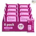 goodwipes Flushable Butt Wipes - Extra Large Adult Wet Wipes For Women & Men - Bathroom Essentials - Sewer & Septic Safe - Rosewater, 418 Count (8 Packs + 1 Travel)