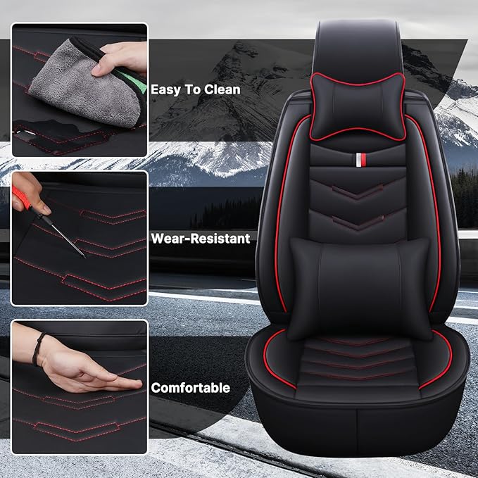 Car Seat Cover 7 Seats for Hyundai Palisade 2020-2025, Durable Wear Resistant Waterproof Sport Seat Covers, Breathable No Odor Premium Leather Vehicle Seat Covers.(Luxury,Black Red)
