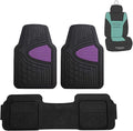 FH Group Automotive Floor Mats Tall Channel Purple Universal Fit Full Set Climaproof™ for Most Sedan, SUV and Trucks, Trimmable Rubber Combo Small Car Seat Cover Design Heavy-Duty Floor Mats for Car