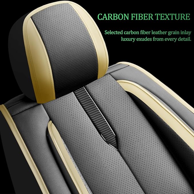 Fit Outback Car Seat Covers for Subaru Outback 2010-2024 2025 2026 -Upgraded Premium Waterproof & Breathable Leather,Airbag Compatible,All-Weather Seat Cushion Protector,Full Set,Black-Beige