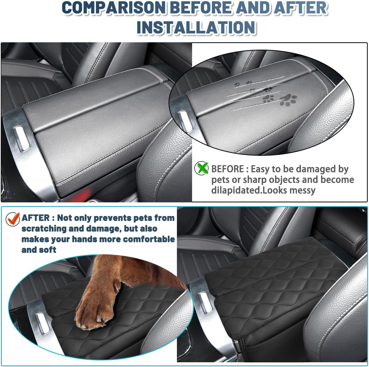 Ruiya C300/C300 4MATIC/AMG C43/AMG C63 Armrest Cover,for C300 Mercedes Benz Accessories Center Soft Comfy Console Lid Cover Compatible with 2022 2023 2024 2025 Mercedes Benz C-Class W206