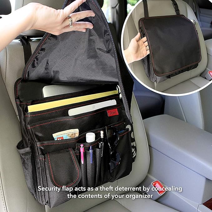 Lusso Gear Car Organizer for Front Seat or Car Seat, Ultra-Durable, One-Size-Fits-All Car Storage Organizers, Easily Keeps Supplies Secure & Upright, Premium Car Seat Organizer for Kids & Adults (Red)